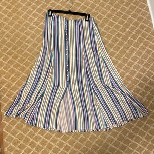 Anthropologie Maeve Vertical Stripe Midi Skirt - Blue, Purple, Yellow, White
